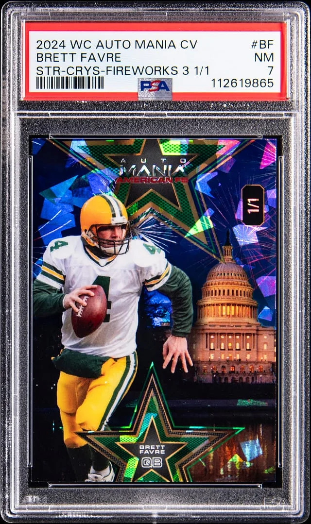 2024 Wildcard Auto Mania American Football Clearview National Exclusives Star Crystal Fireworks 3 Brett Favre #AMS-BF card image