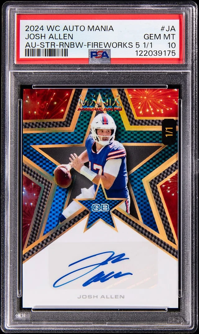 2024 Wildcard Auto Mania Autograph Star/Rainbow/Fireworks 5 Josh Allen #AMAS-JA card image