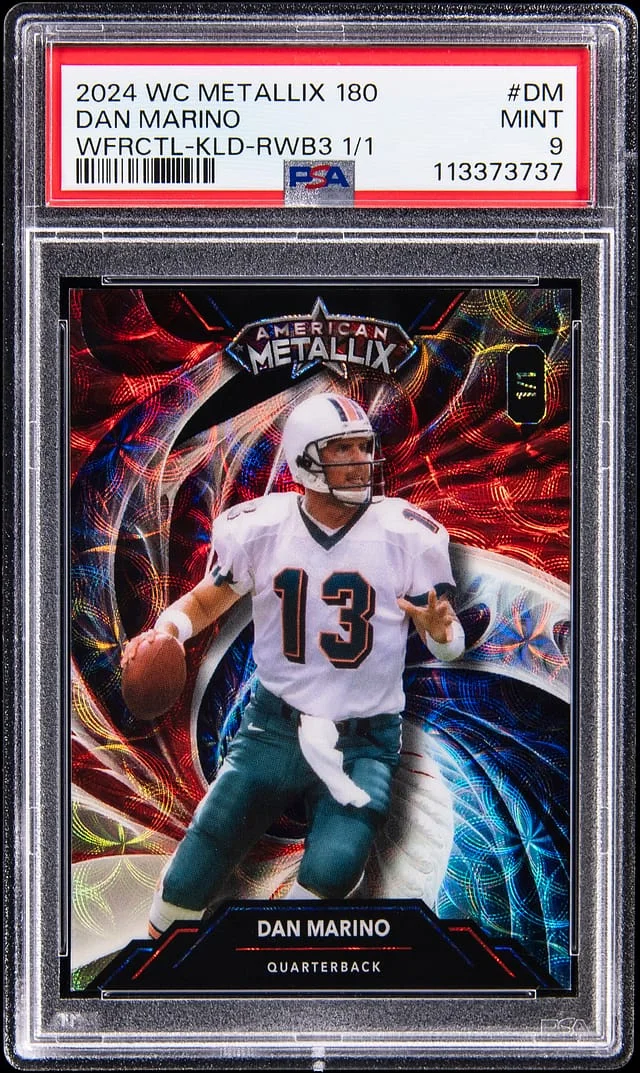 2024 Wildcard Metallix 180 Wildfractal Kaleidoscope Red/White/Blue 3 Dan Marino #WMF-DM card image