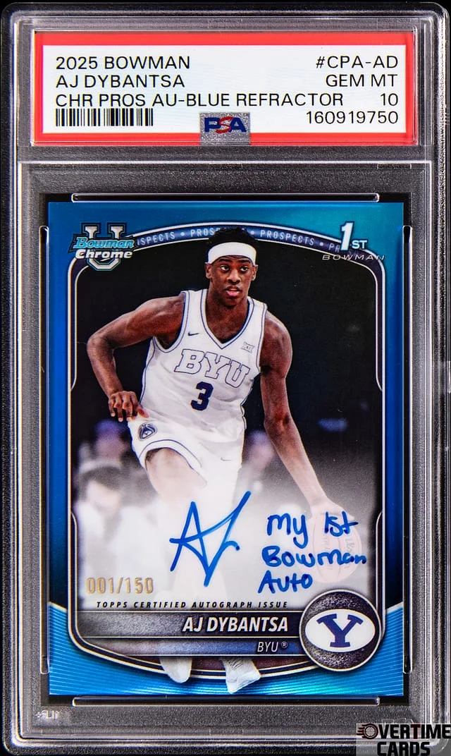 2025-26 Bowman Chrome AJ Dybantsa Prospect Autographs Blue Refractor #CPA-AD card image