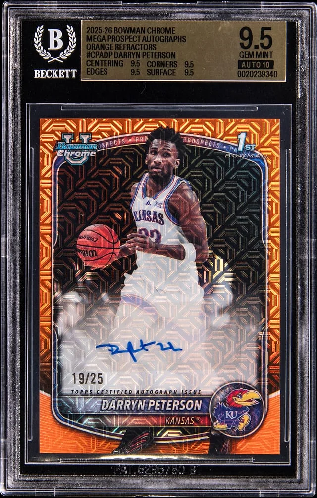 2025-26 Bowman Chrome Darryn Peterson Mega Prospect Autographs Orange Refractor #CPA-DP card image