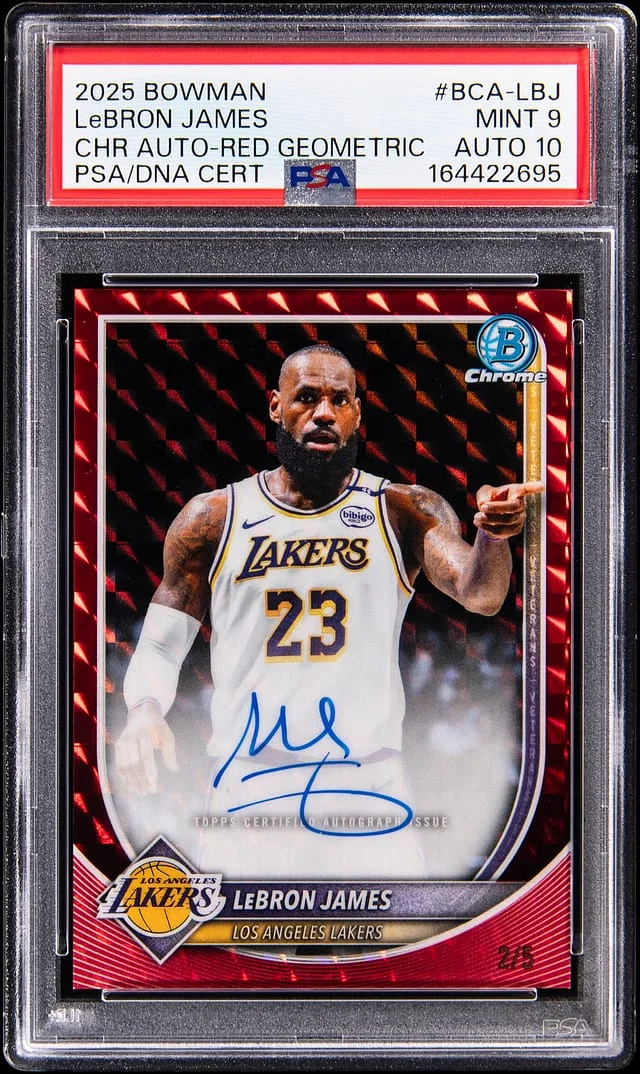 2025-26 Bowman Chrome LeBron James Autographs Red Refractor #BCA-LBJ card image