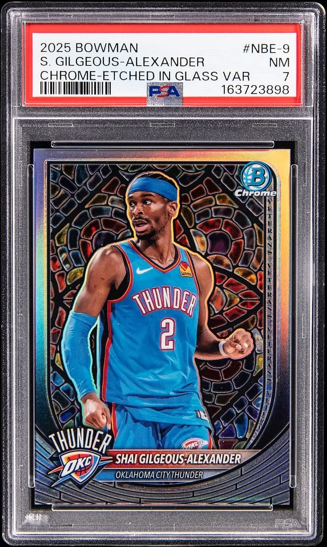 2025-26 Bowman Chrome Shai Gilgeous-Alexander Etched In Glass Variation #NBE-9 card image