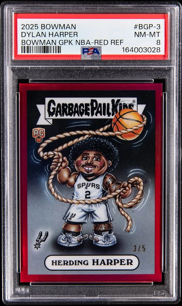 2025-26 Bowman Dylan Harper Garage Pail Kids NBA Red Refractor #BGP-3 card image