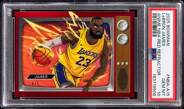 2025-26 Bowman LeBron James Anime NBA Red Refractor #NBA-A15 card image