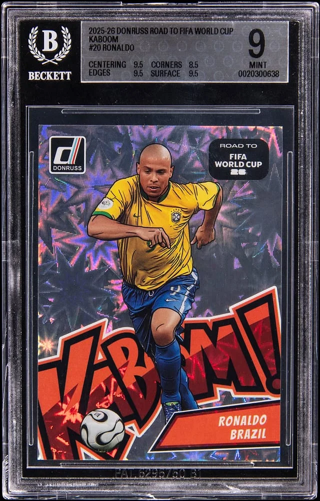 2025-26 Donruss Ronaldo Nazario Road to World Cup '26 Kaboom! #20 card image