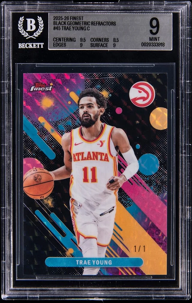 2025-26 Finest Trae Young (#1) Black Geometric Refractors #45 card image