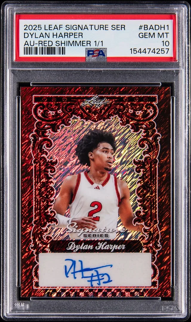 2025-26 Leaf Signature Series Dylan Harper Autograph-Red Shimmer 1/1 #BA-DH1 card image