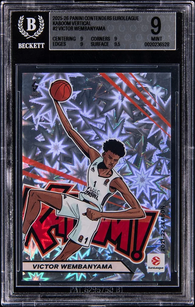 2025-26 Panini Contenders Victor Wembanyama EuroLeague Kaboom Vertical #2 card image