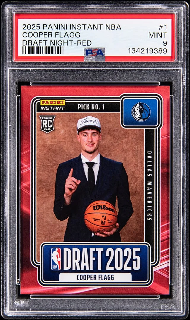 2025-26 Panini Cooper Flagg Instant NBA Draft Night Red #1 card image
