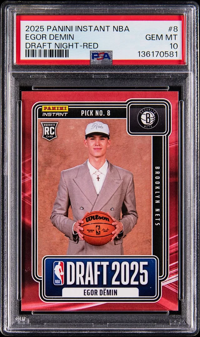2025-26 Panini Egor Demin Instant NBA Draft Night-Red #8 card image