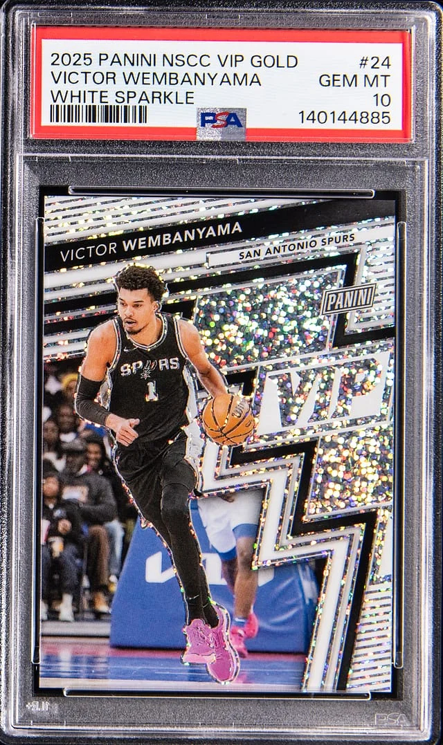 2025-26 Panini Victor Wembanyama The National VIP Gold White Sparkle #24 card image