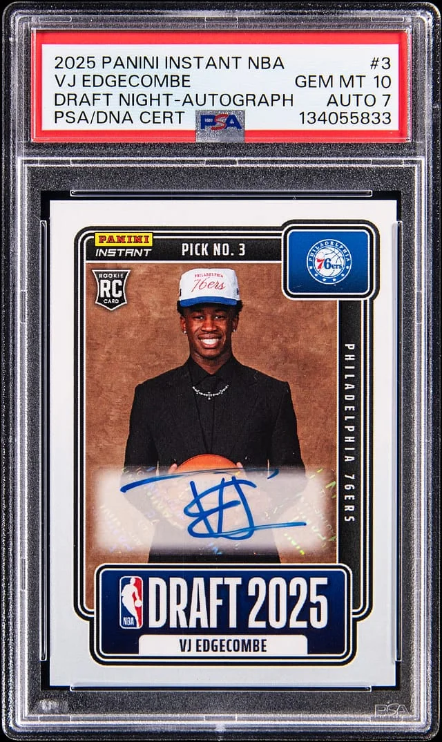 2025-26 Panini VJ Edgecombe Instant NBA Draft Night Autograph #3 card image