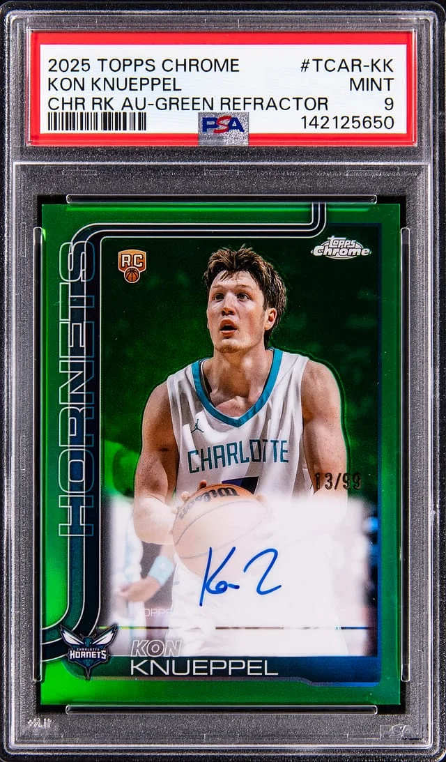 2025-26 Topp Chrome Chrome Autograph Green Refractor Kon Knueppel #TCAR-KK card image