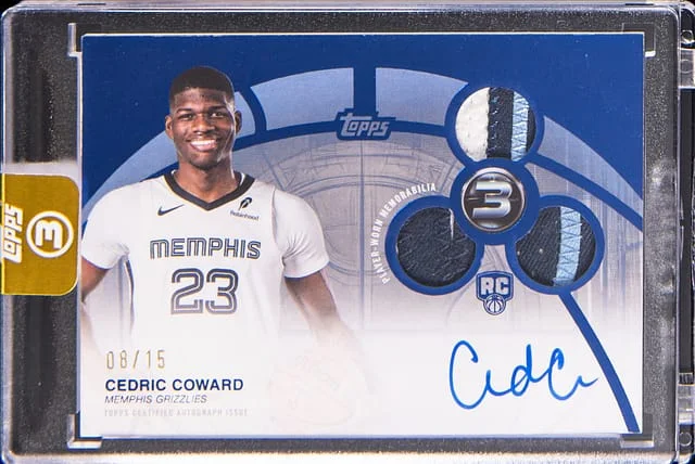 2025-26 Topps Cedric Coward 3 3 Patch Autographs Horizontal Blue #RPH-CC card image