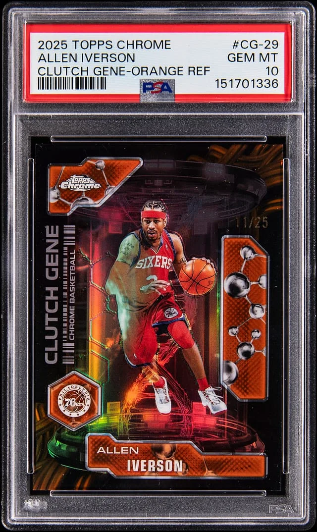 2025-26 Topps Chrome Allen Iverson Clutch Gene Orange Refractor #CG-29 card image