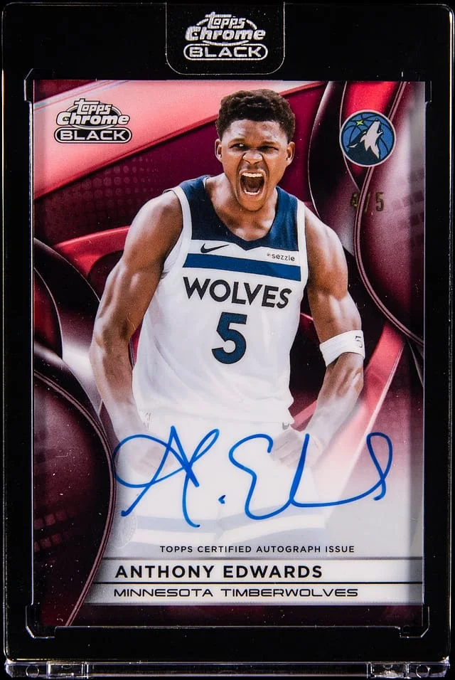 2025-26 Topps Chrome Anthony Edwards Autographs Red Refractor #AU-AE card image