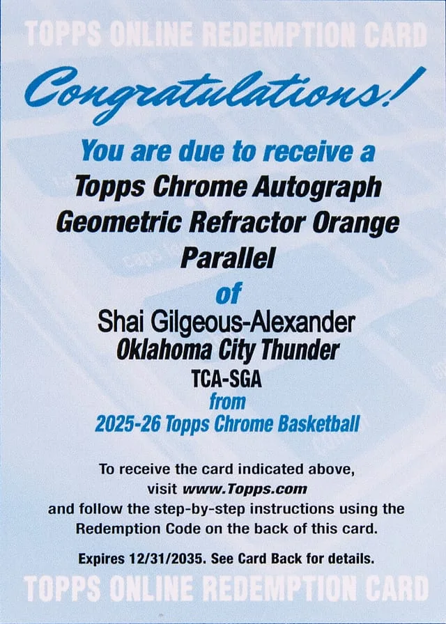 2025-26 Topps Chrome Autograph Geometric Orange Refractor #TCA #no-number card image