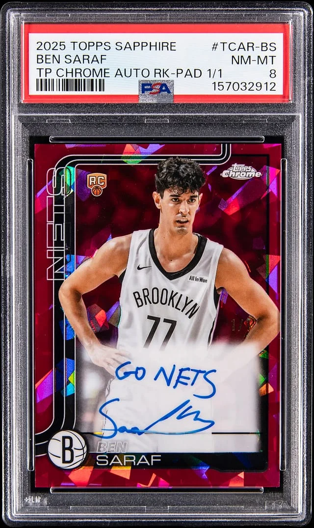 2025-26 Topps Chrome Ben Saraf Topps Chrome Autographs Rookies Padparadscha #TCAR-BS card image
