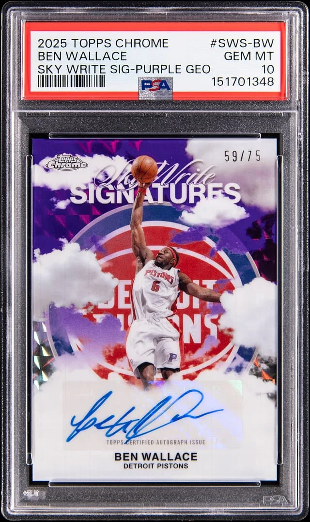 2025-26 Topps Chrome Ben Wallace Sky Write Signatures Purple Geometric #SWS-BW card image