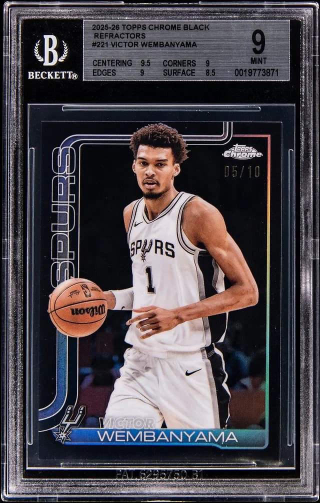 2025-26 Topps Chrome Black Victor Wembanyama Refractor #221 card image