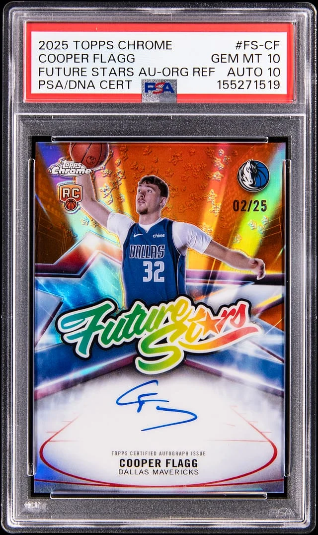 2025-26 Topps Chrome Cooper Flag Future Stars Autograph Orange Refractor #FS-CF card image