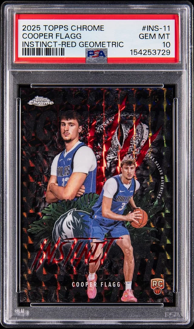 2025-26 Topps Chrome Cooper Flagg Instinct Red Geometric Refractor #INS-11 card image