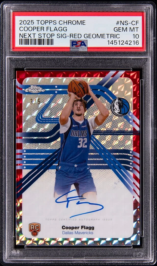 2025-26 Topps Chrome Cooper Flagg Next Stop Signatures Purple Geometric Refractor #NS-CF card image