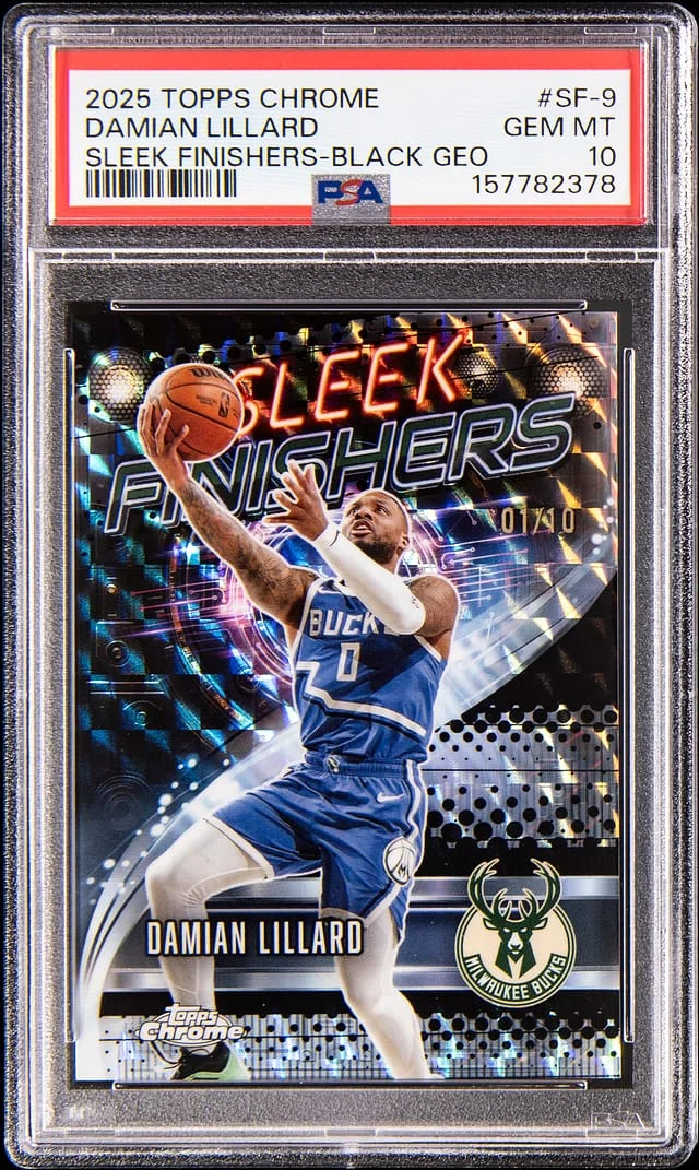 2025-26 Topps Chrome Damian Lillard Sleek Finishers Black Geometric #SF-9 card image