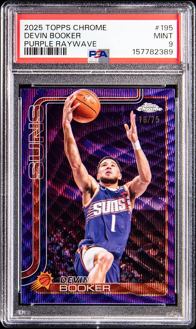 2025-26 Topps Chrome Devin Booker Purple Raywave #195 card image