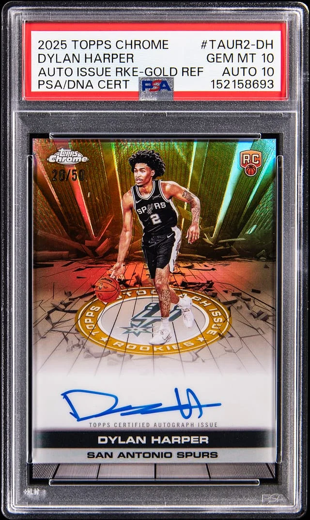 2025-26 Topps Chrome Dylan Harper Autograph Issue Rookies Gold Refractor #RAUR2-DH card image