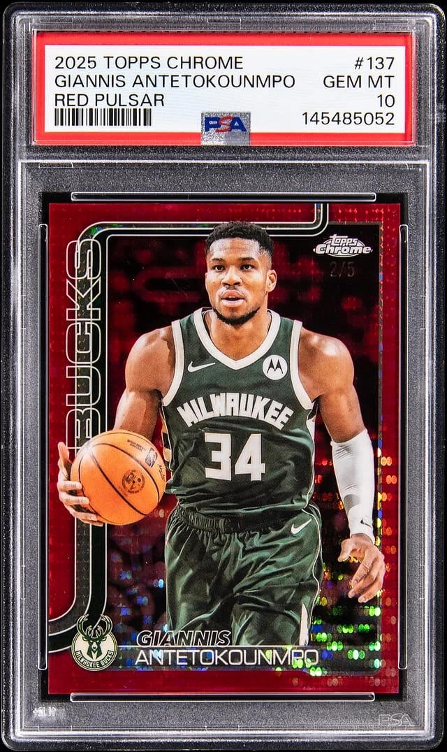 2025-26 Topps Chrome Giannis Antetokounmpo Red Pulsar #137 card image