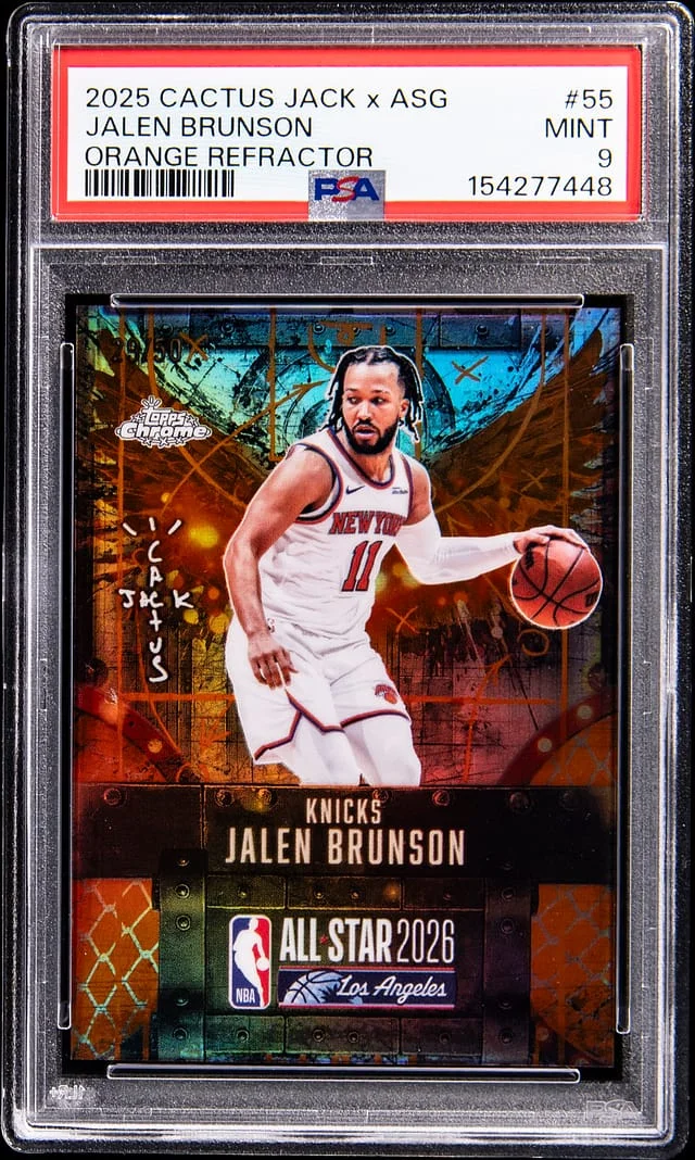 2025-26 Topps Chrome Jalen Brunson Cactus Jack x All Star Game Orange Refractor #55 card image