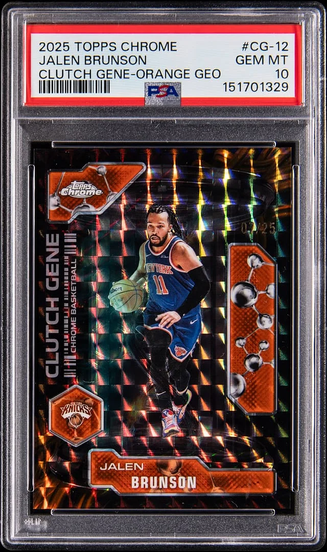 2025-26 Topps Chrome Jalen Brunson Clutch Gene Orange Geometric #CG-12 card image