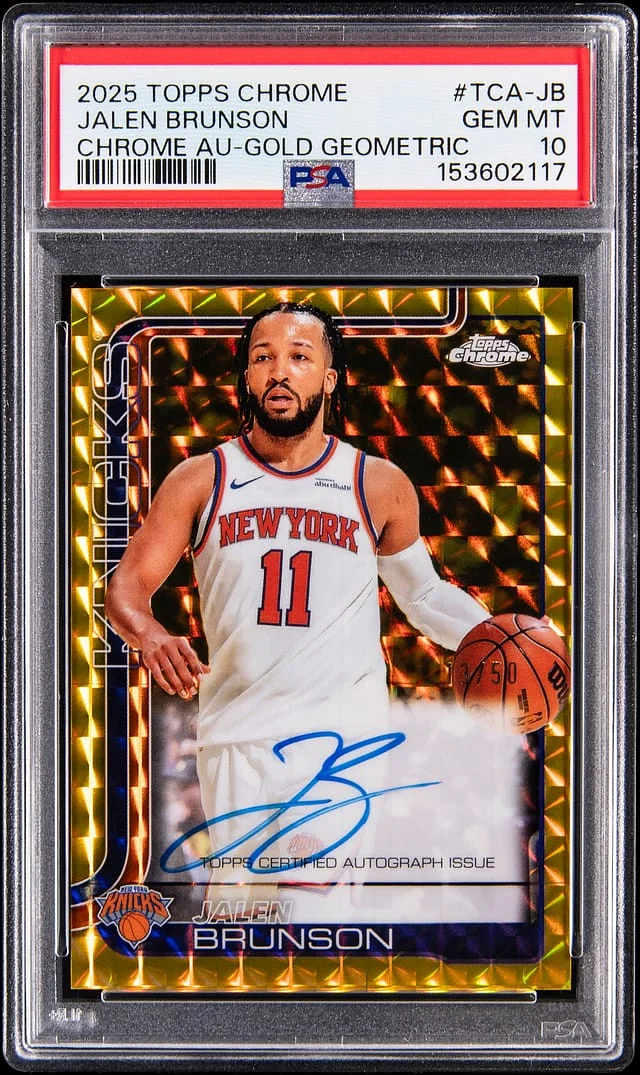 2025-26 Topps Chrome Jalen Brunson Autographs Gold Geometric Refractor #TCA-JB card image