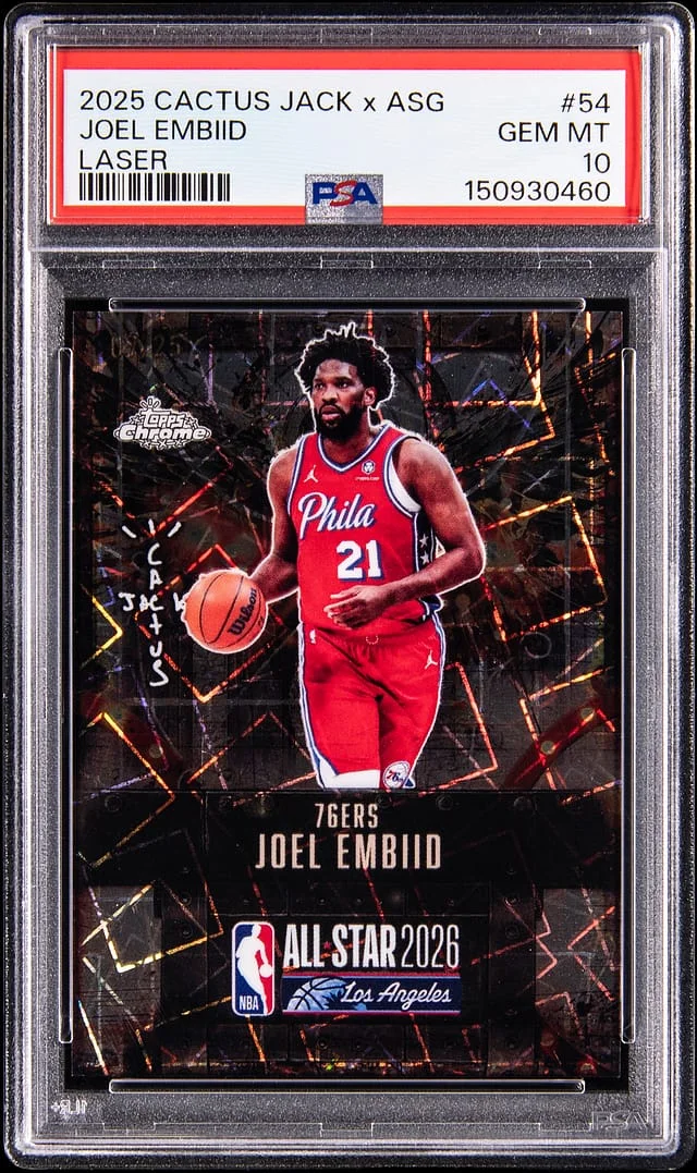 2025-26 Topps Chrome Joel Embiid Cactus Jack x ASG Laser #54 card image