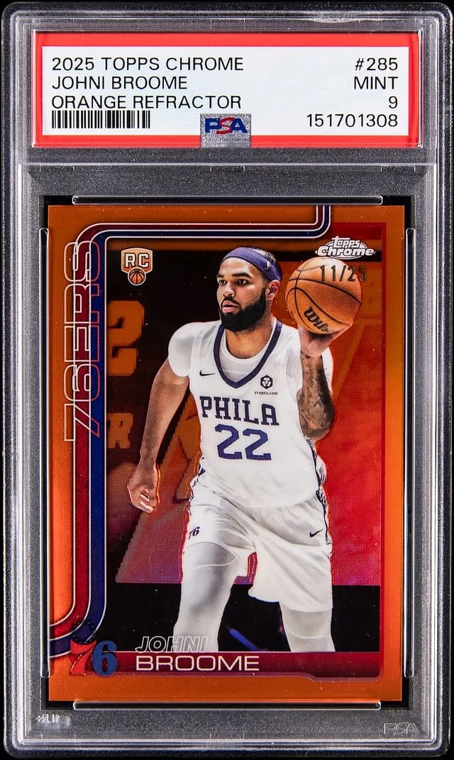 2025-26 Topps Chrome Johni Broome Orange Refractor #285 card image
