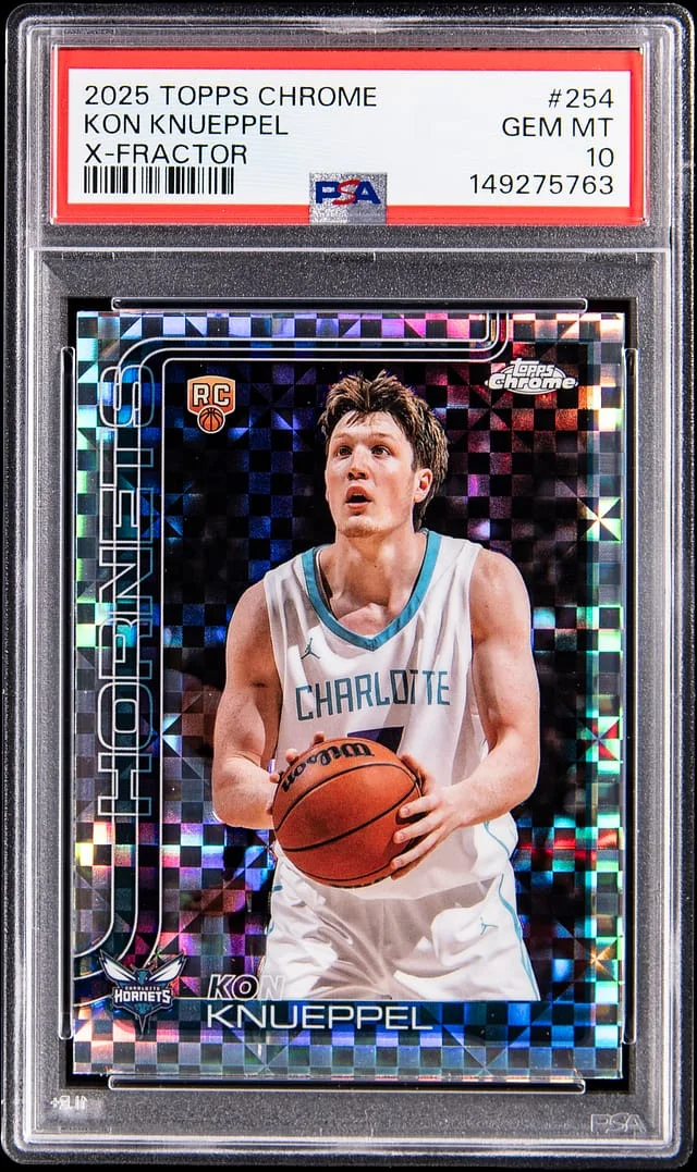 2025-26 Topps Chrome Kon Knueppel Red White and Blue Refractor #254 card image