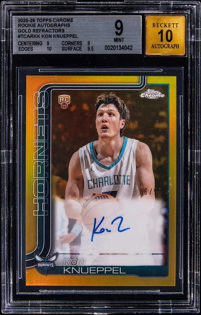 2025-26 Topps Chrome Kon Knueppel Autographs Gold Refractor #TCAR-KK card image