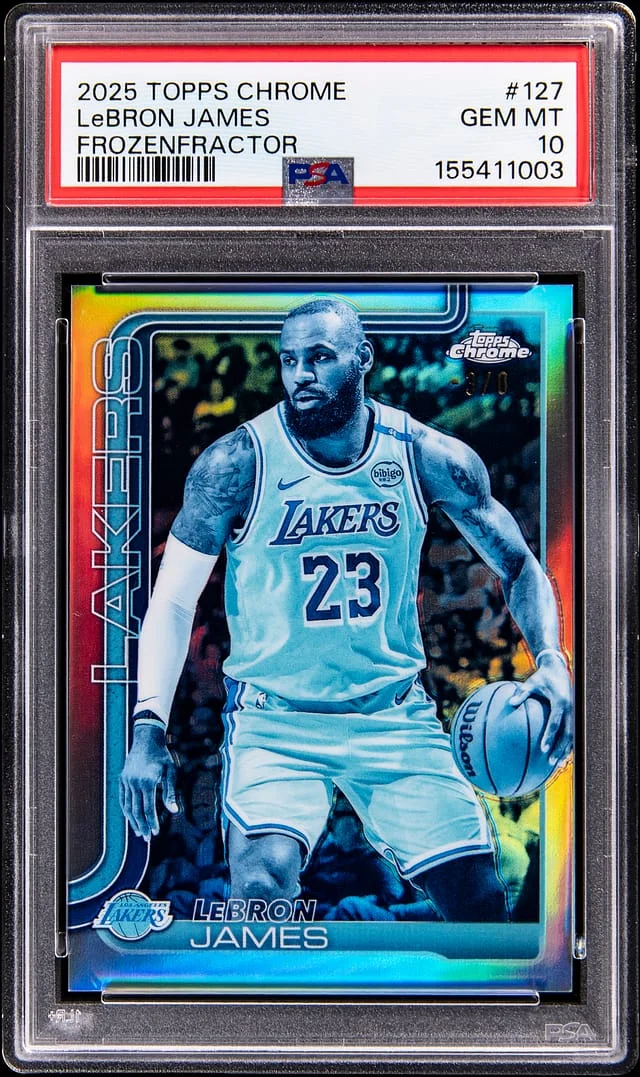 2025-26 Topps Chrome LeBron James - From /5 Print Run (#-3/0) FrozenFractor #127 card image