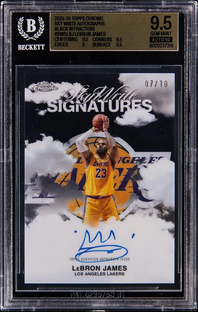 2025-26 Topps Chrome LeBron James Sky Write Autographs Black Refractor #SWS-LBJ card image