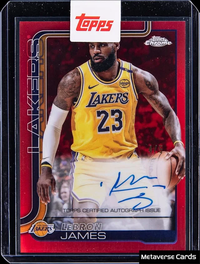 2025-26 Topps Chrome LeBron James Autograph Red Refractor #TCA-LBJ card image