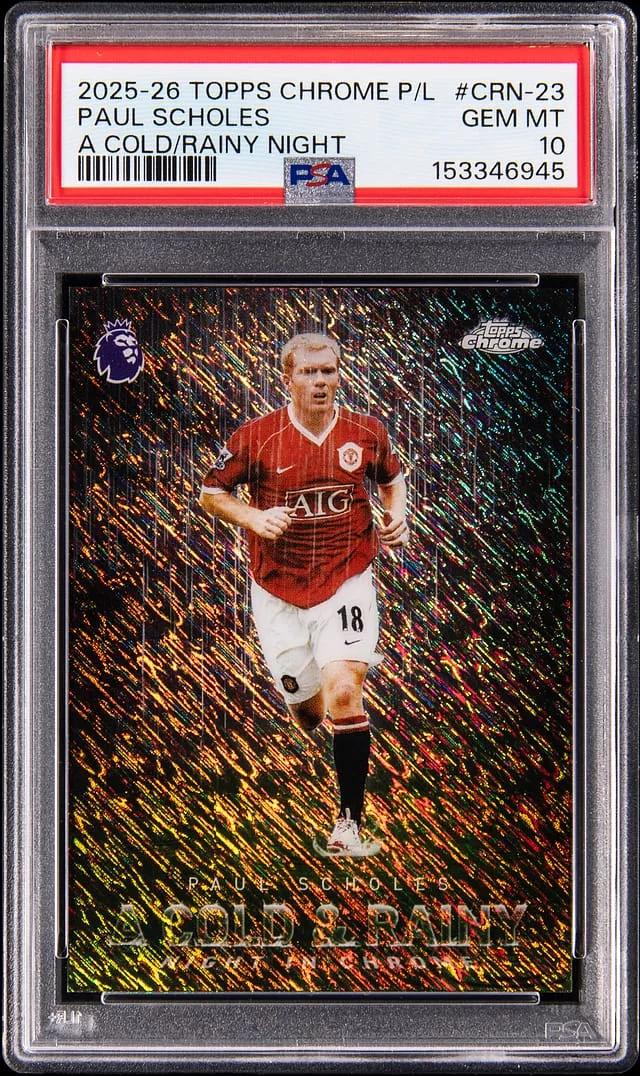 2025-26 Topps Chrome Paul Scholes Premier League A Cold & Rainy Night in Chrome #CRN-23 card image