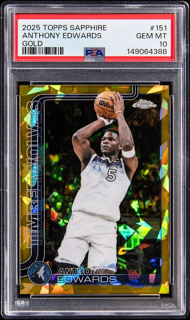 2025-26 Topps Chrome Sapphire Anthony Edwards Gold #151 card image