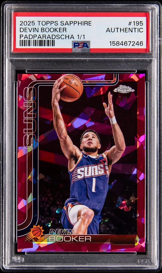 2025-26 Topps Chrome Sapphire Edition Devin Booker Padparadscha #195 card image