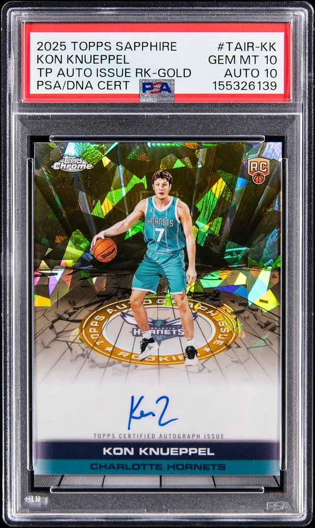 2025-26 Topps Chrome Sapphire Edition Kon Knueppel Topps Autograph Issue Rookies Gold #TAIR-KK card image