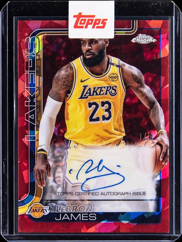 2025-26 Topps Chrome Sapphire Edition LeBron James Autographs Red #TCA-LBJ card image