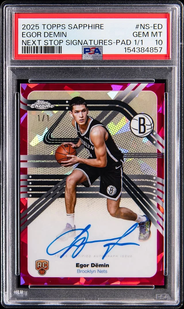2025-26 Topps Chrome Sapphire Egor Demin Next Stop Signatures Padparadscha #NS-ED card image