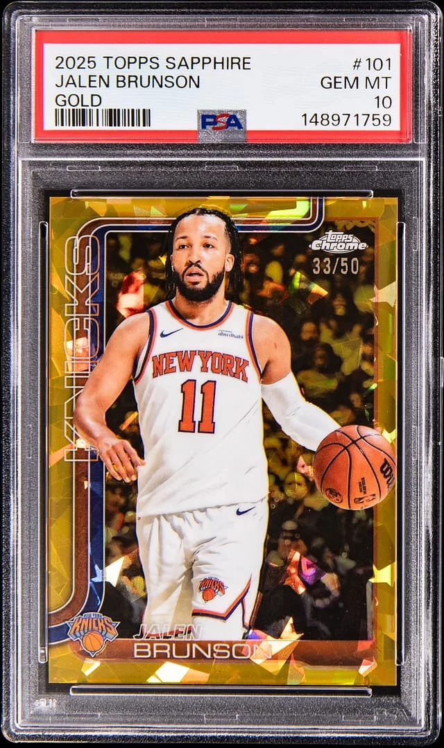2025-26 Topps Chrome Sapphire Jalen Brunson Gold Refractor #101 card image