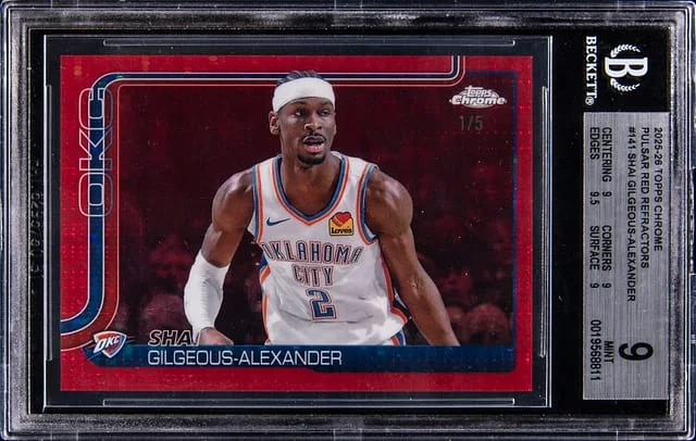 2025-26 Topps Chrome Shai Gilgeous-Alexander Red Pulsar Refractors #141 card image